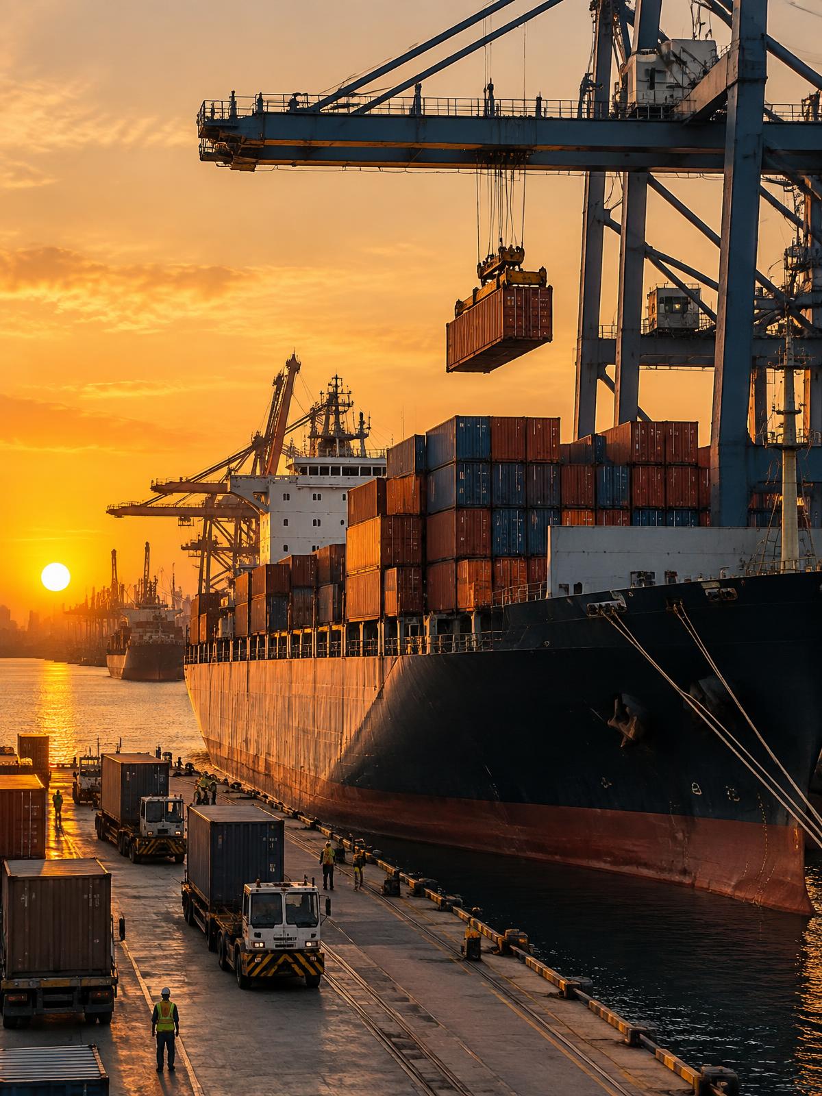 Navire porte-conteneurs et opérations portuaires